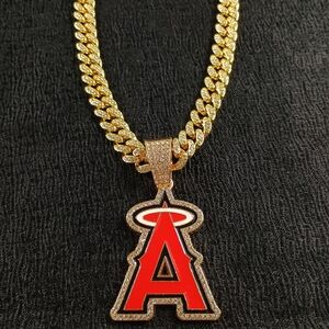 Los Angeles Angels 20 Inch Necklace Pendant Cuban Chain Link MLB Baseball